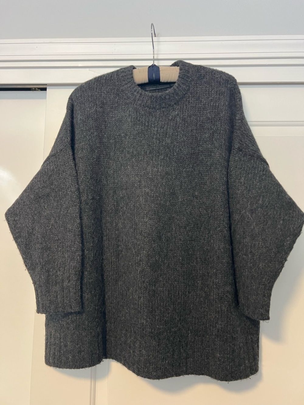 Jenni Kayne Baby Alpaca Crewneck Oversized Sweater Charcoal Medium